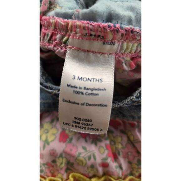 OshKosh B'gosh Vestbak Tiered Denim & Floral Jumper Dress 3M - Picture 6 of 6